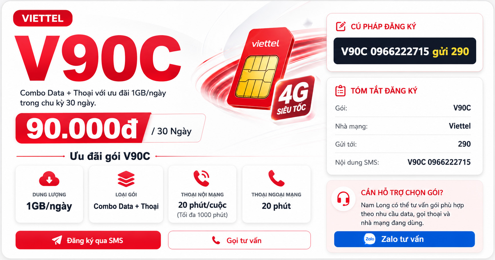 Đăng ký gói cước V90C Viettel ưu đãi khủng