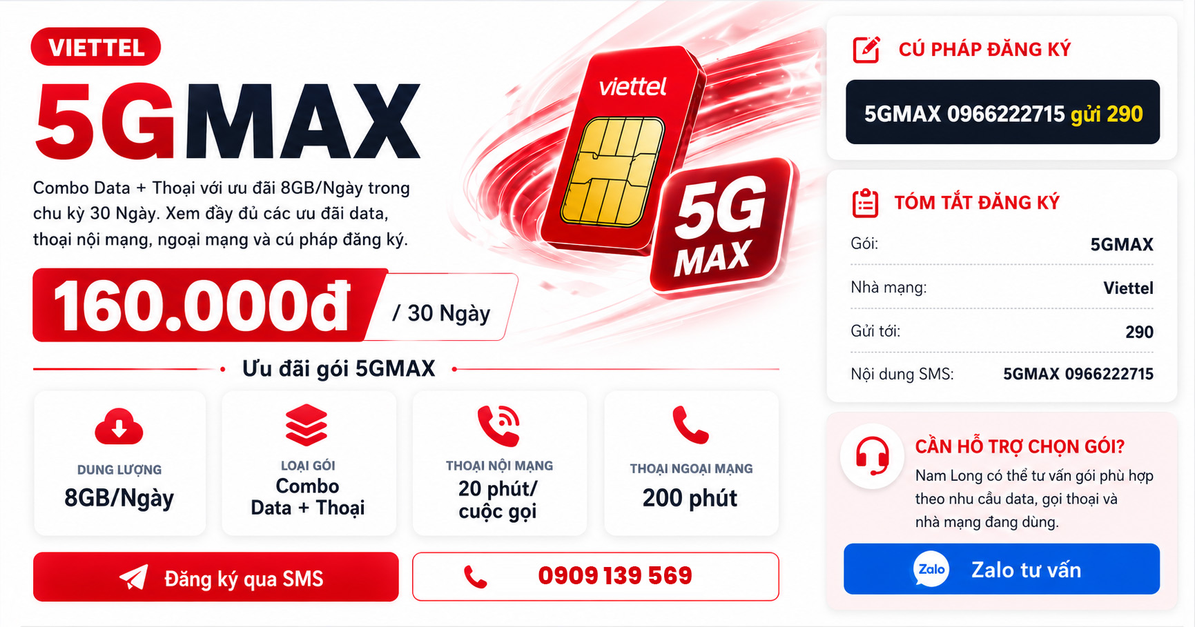 Đăng ký gói cước 5GMAX Viettel ưu đãi khủng
