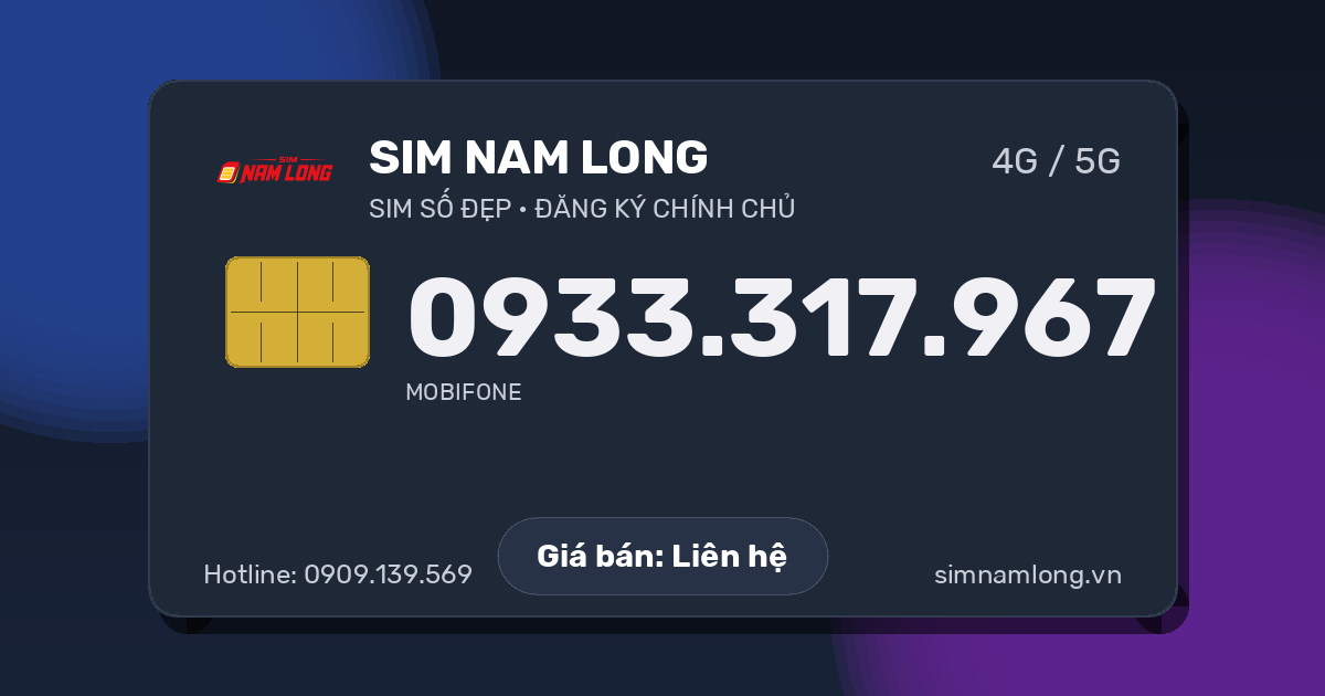 Mua sim 0933.317.967 - Mobifone | Nam Long SIM